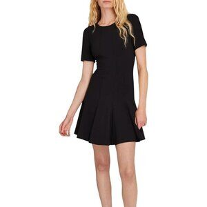 Club Monaco Black Textured Fit N Flare Short Sleeve Dress Size 2
